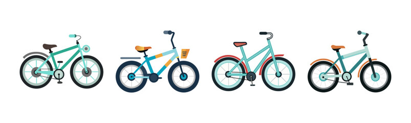Fototapeta premium Simple electric bikes line up for modern urban transportation