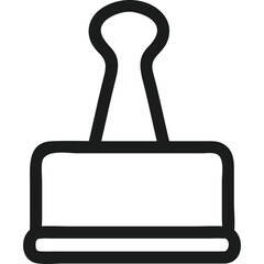 Black and White Binder Clip Icon on Transparent Background Simple Stationary Design