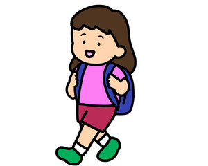 歩いて帰るアジア人の女の子