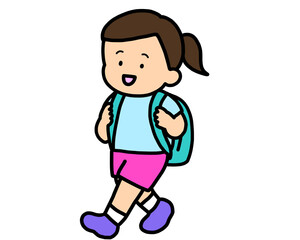 歩いて帰るアジア人の女の子