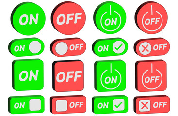 3Dシンプル大文字ON/OFFスイッチ　グリーン・レッド
