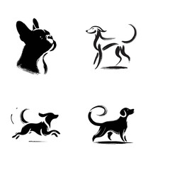 Black Brush Stroke Dog Breeds Illustrations