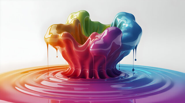 A Vibrant Cascade of Rainbow Paint Creating an Eye Catching Artistic Design Element