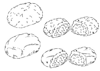 ぼた餅4種　鉛筆