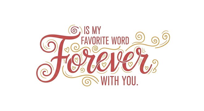 Romantic Forever Typography Design with Flourishes and Love Message. - Powered by Adobe