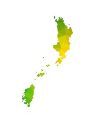 Naklejka premium Geometric rendering of an island archipelago in shades of green and yellow