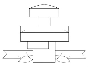 Graphic illustration of abstract layered shapes with a ribbon