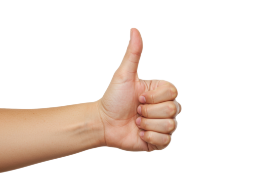 Isolated hand giving thumbs up sign, showing approval and satisfaction, good gesture, positive - Powered by Adobe