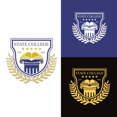 University college school badge logo design vector image. Education badge logo design. University high school emblem