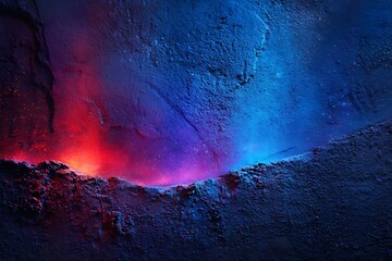 Vivid Blue and Red Colored Powder Explosion with Dust and Particles in Artistic Composition