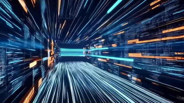 Abstract visualization of flowing data streams in the digital information age