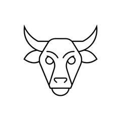 Outline drawing of a bull face on transparent background