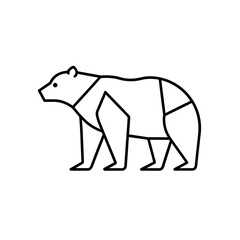 Geometric bear outline drawing on transparent background