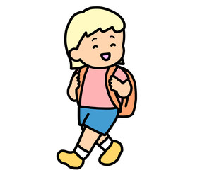 歩いて帰る金髪の女の子