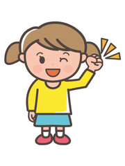 ガッツポーズでウインクをする女の子の全身イラスト