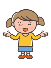 やれやれと呆れたポーズをする女の子の全身イラスト