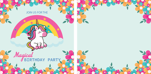 Birthday party unicorn invitation