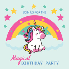 Birthday party unicorn invitation