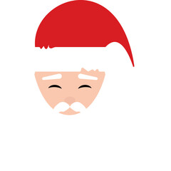 Festive Santa Claus Face with Closed Eyes and Red Hat Graphic Illustration with White Beard and Moustache Isolated on Transparent Background