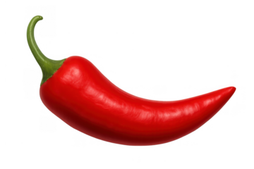 Red chili pepper on transparent background presenting a hot and spicy culinary ingredient and fresh vegetable