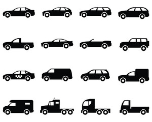 Obraz premium Car & Accident Icon Collection — Editable Vector Line Icons of Vehicles, Accidents, and Automotive Symbols
