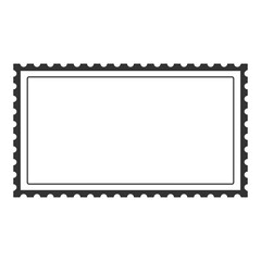 Empty Postage Stamp Template Vector Frame Black and White