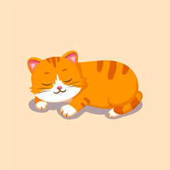 Cute orange cat sleeping peacefully, perfect for rest, cozy, or pet-themed cartoon illustration.