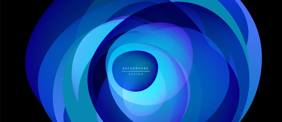 Abstract blue layers create tunnel illusion. Dynamic composition, modern design, vibrant colors, smooth gradients. Perfect backdrop.