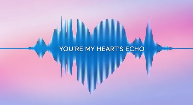 Heart Shaped Soundwave Echo with Romantic Text. - Powered by Adobe