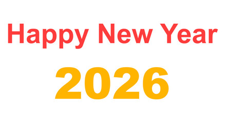 Happy new year 2026 text isolated on transparent background