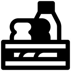 Food bank. Outlined stroke vector icon with black-filled details.
