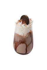 Milkshake with chocolate syrup. transparent