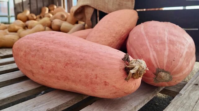 Close-up of Pink Banana squash