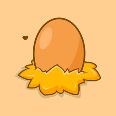 Cute chick hiding inside an egg with a small heart, ideal for love, warmth, or baby-themed cartoon illustration.