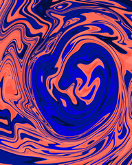 Orange and Blue Fluid Marble Design – Vibrant Abstract Swirl Pattern Art