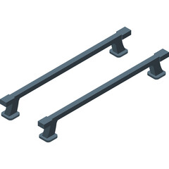Two Dark Gray Metal Handles on a Transparent Background Optimized for Adobe Stock Photography