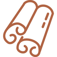 Two Cinnamon Sticks on a Transparent Background With Outline Style