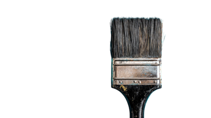 Clean new paint brush with wooden handle and bristle isolated on white background a tool for art and decorating