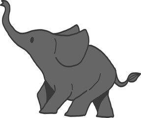 illustration of an elephant with trunk up.