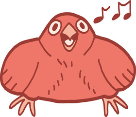 illustration of a singing red bird.