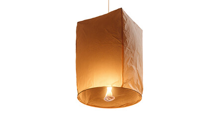 Cutout of a floating lantern glowing softly in darkness