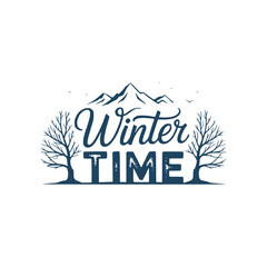 Winter lettering with Christmas tree logo