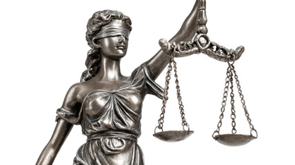 An isolated statue of Justice a golden sculpture or figurine symbol of religion