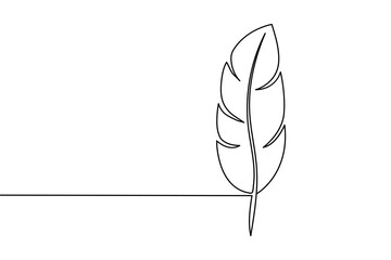 Minimal continuous line feather outline drawing vector illustration