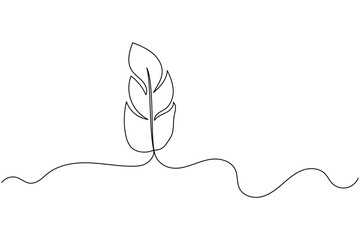 Minimal continuous line feather outline drawing vector illustration