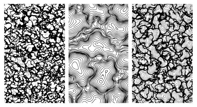 Abstract Topographic Contour Lines Creating Complex Patterns - Modern Network Topography, Ideal for Science Visualizations, Mapping Technology, Geography Presentations, Graphic Design, and Business Co