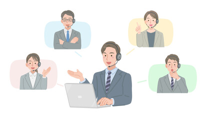 オンライン会議中のビジネスチーム