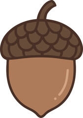 Illustration of an acorn in line and fill style.