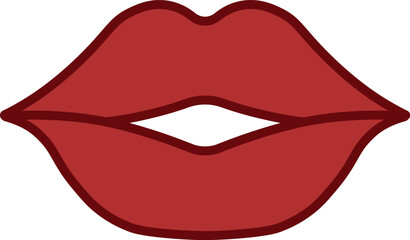 Red lips icon in line and fill style.