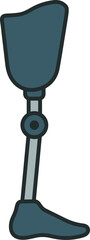 Leg prosthesis icon in line and fill style.